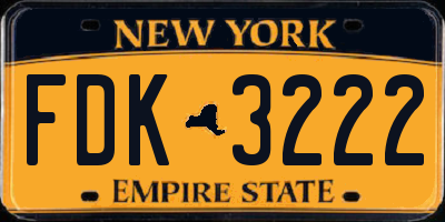 NY license plate FDK3222