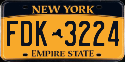 NY license plate FDK3224