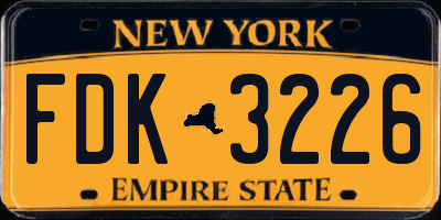 NY license plate FDK3226