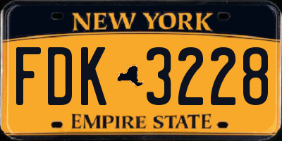 NY license plate FDK3228