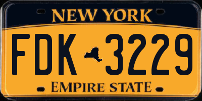 NY license plate FDK3229