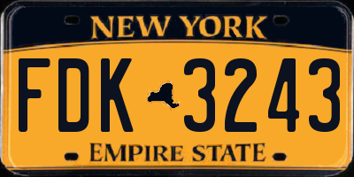 NY license plate FDK3243