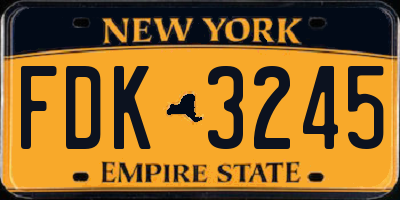 NY license plate FDK3245