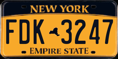 NY license plate FDK3247