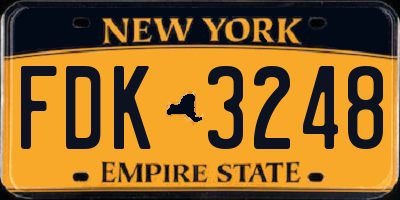 NY license plate FDK3248
