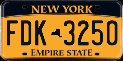 NY license plate FDK3250