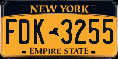 NY license plate FDK3255