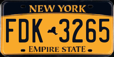 NY license plate FDK3265