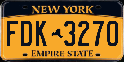 NY license plate FDK3270