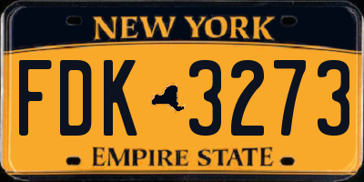 NY license plate FDK3273