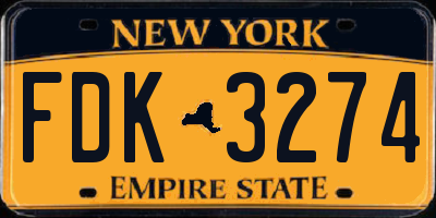 NY license plate FDK3274