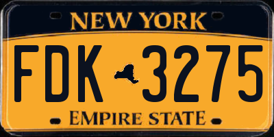 NY license plate FDK3275