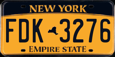 NY license plate FDK3276