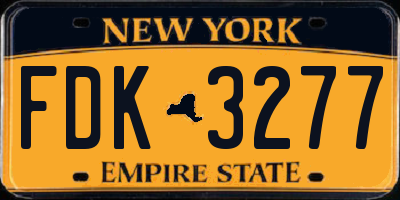 NY license plate FDK3277