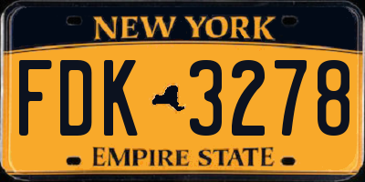 NY license plate FDK3278