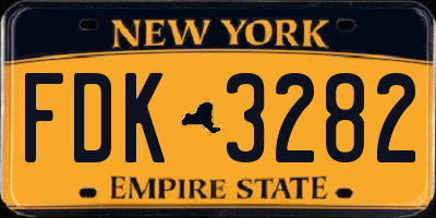 NY license plate FDK3282