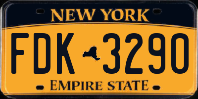 NY license plate FDK3290