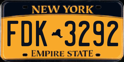 NY license plate FDK3292