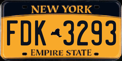 NY license plate FDK3293