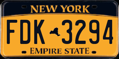 NY license plate FDK3294