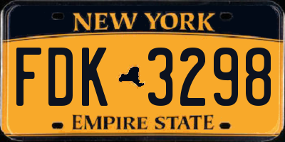 NY license plate FDK3298