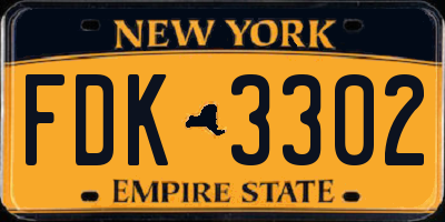 NY license plate FDK3302