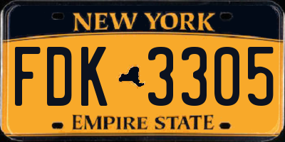 NY license plate FDK3305
