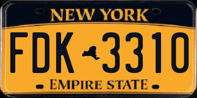 NY license plate FDK3310
