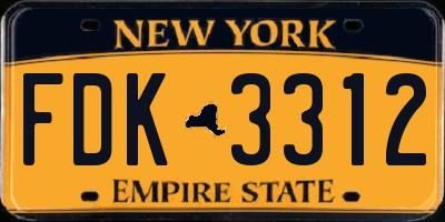 NY license plate FDK3312
