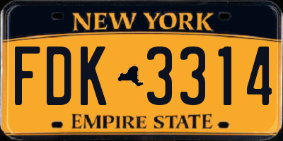 NY license plate FDK3314
