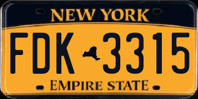 NY license plate FDK3315