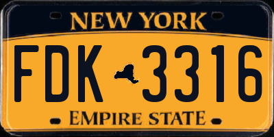 NY license plate FDK3316