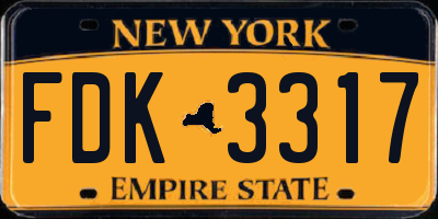 NY license plate FDK3317
