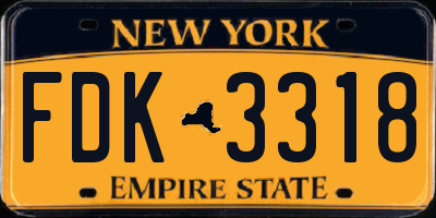NY license plate FDK3318