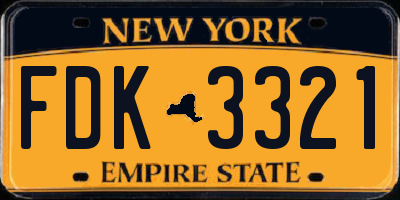 NY license plate FDK3321