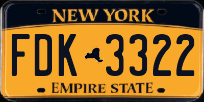 NY license plate FDK3322