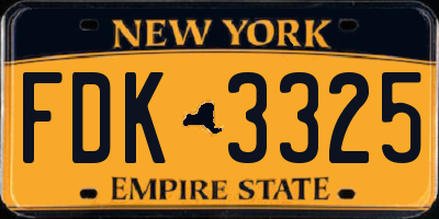 NY license plate FDK3325