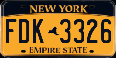 NY license plate FDK3326
