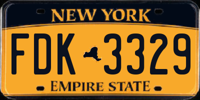 NY license plate FDK3329
