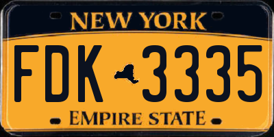 NY license plate FDK3335