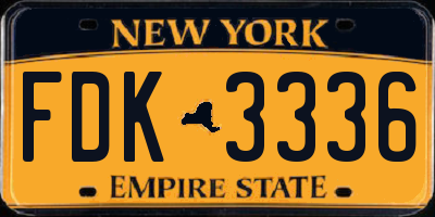 NY license plate FDK3336