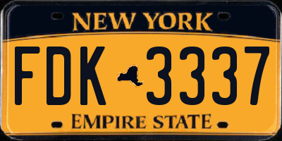 NY license plate FDK3337