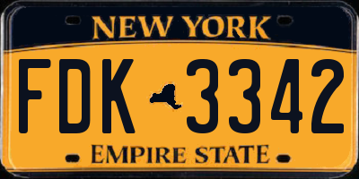 NY license plate FDK3342