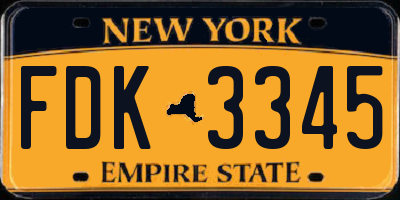 NY license plate FDK3345