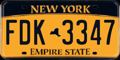 NY license plate FDK3347