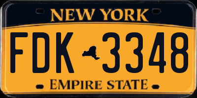 NY license plate FDK3348
