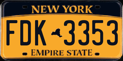 NY license plate FDK3353