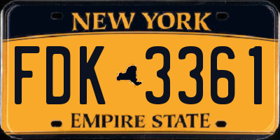 NY license plate FDK3361