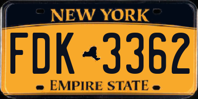 NY license plate FDK3362