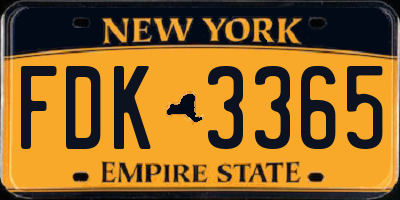 NY license plate FDK3365